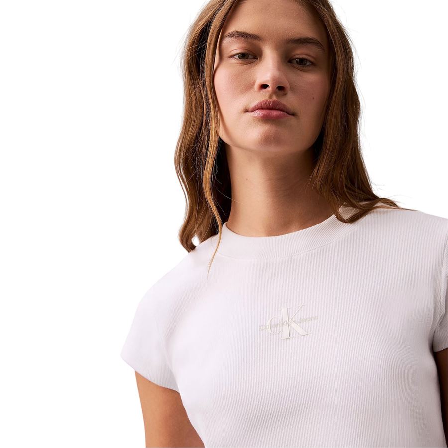 T-shirt corta slim con monogramma da donna Calvin Klein | LV047AB802YAA